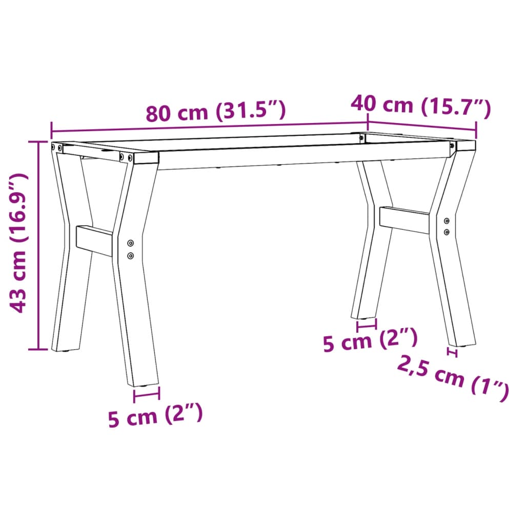 Coffee Table Legs Y-Frame 80X40X43 Cm Steel